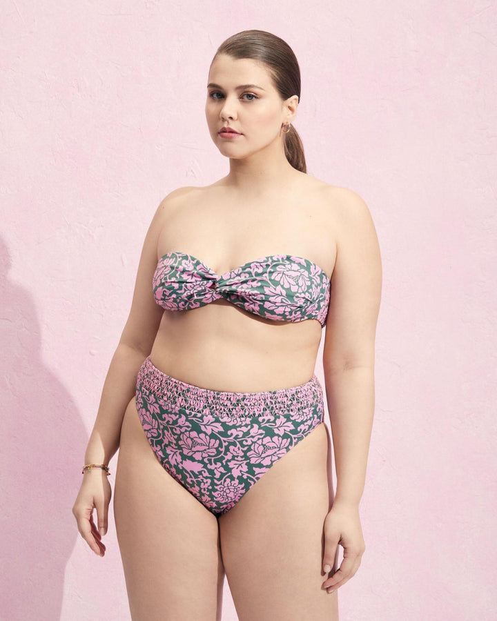 Lulu Swim Bottom - Etched Floral - Bikini Bottom