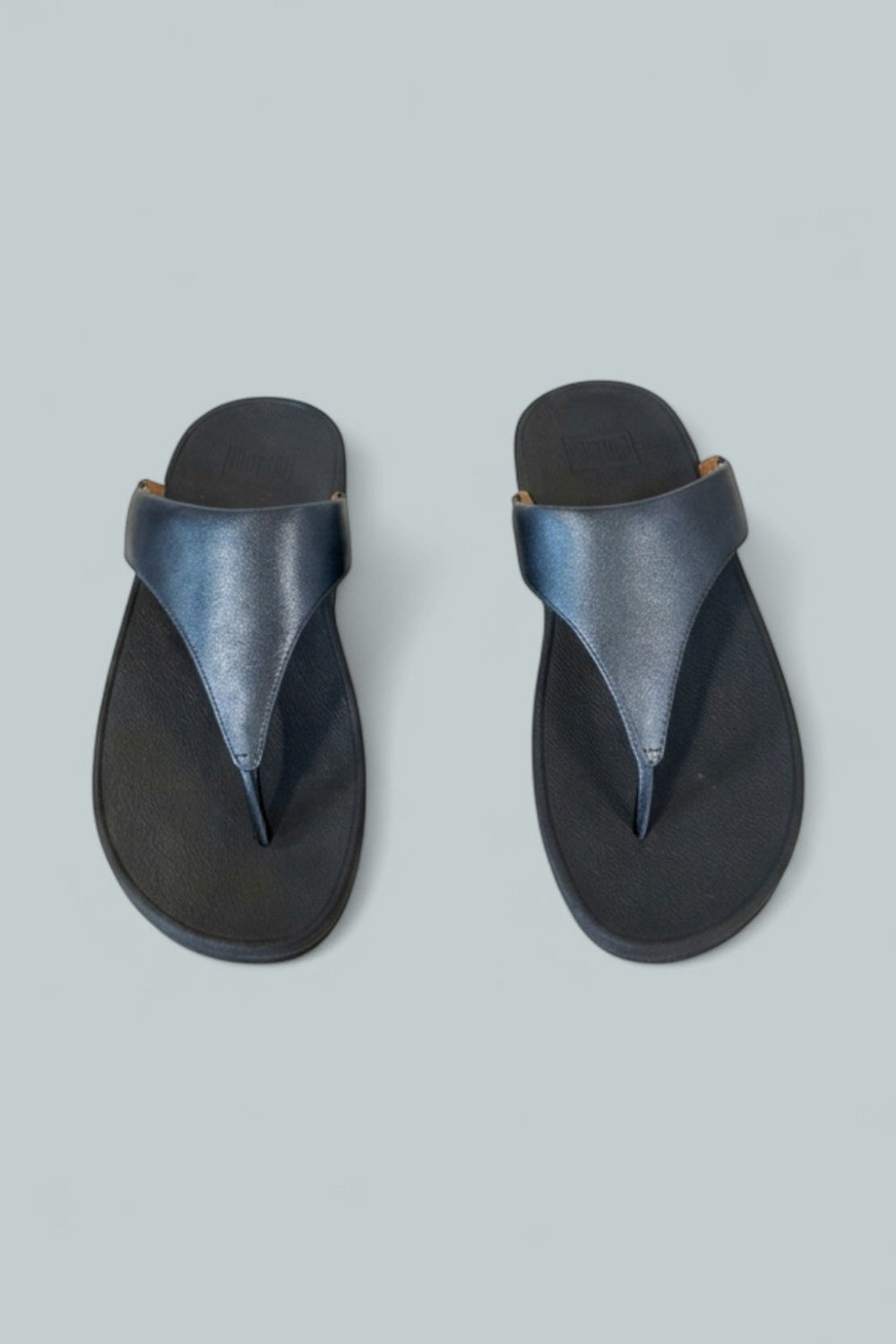 Lulu Toepost Wedge Shoes - Metallic Cosmic Blue - 5 M B - Flip Flop