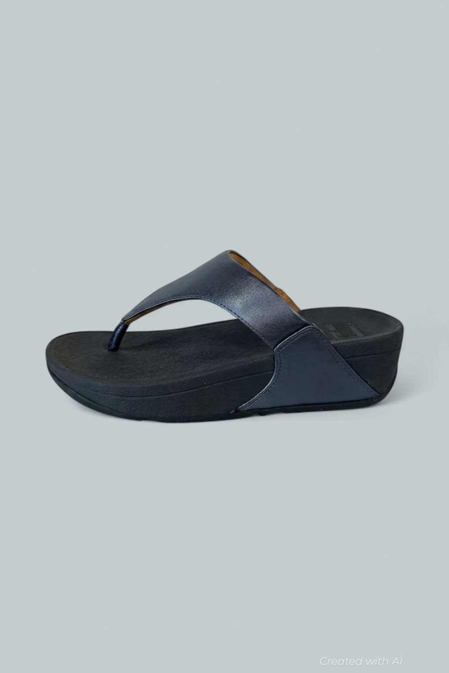 Lulu Toepost Wedge Shoes - Metallic Cosmic Blue - 5 M B - Flip Flop