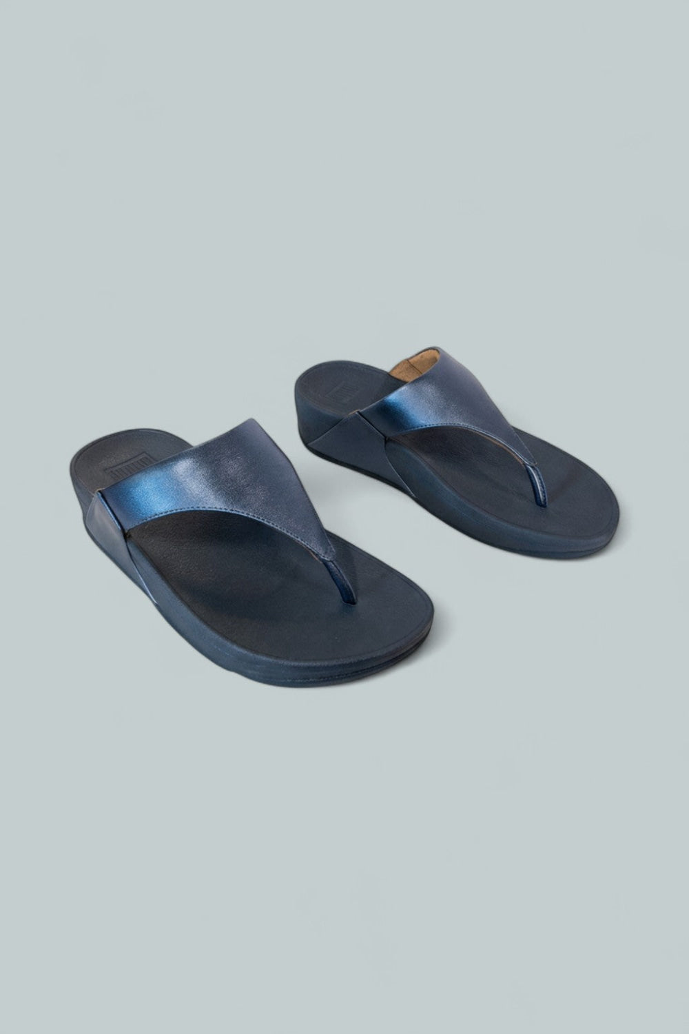 Lulu Toepost Wedge Shoes - Metallic Cosmic Blue - 5 M B - Flip Flop