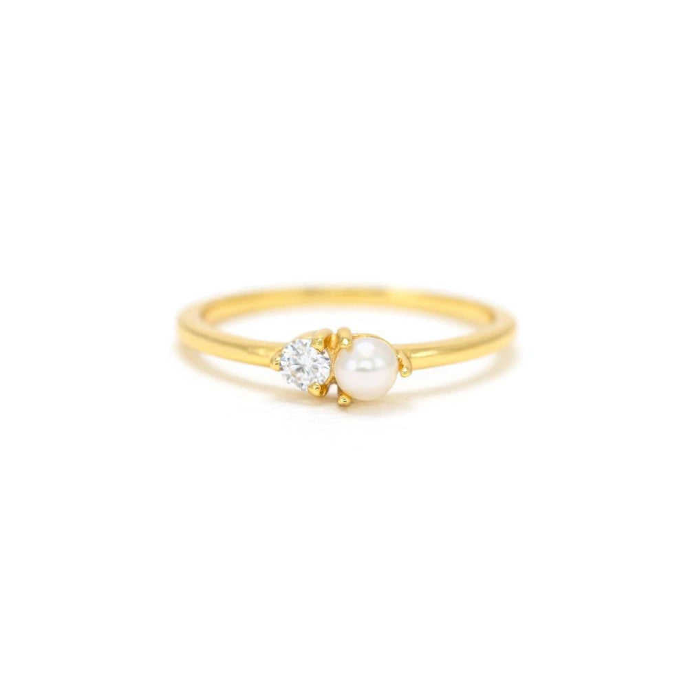 Luma Gemstone Ring - Pearl + Cubic Zirconia - Ring