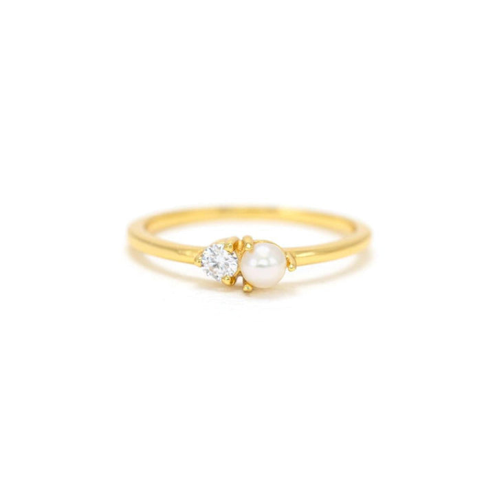 Luma Gemstone Ring - Pearl + Cubic Zirconia - Ring