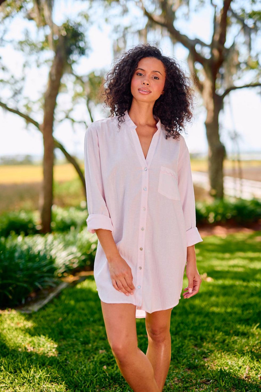 Luna Shirt Dress - Light Pink - Cover-up