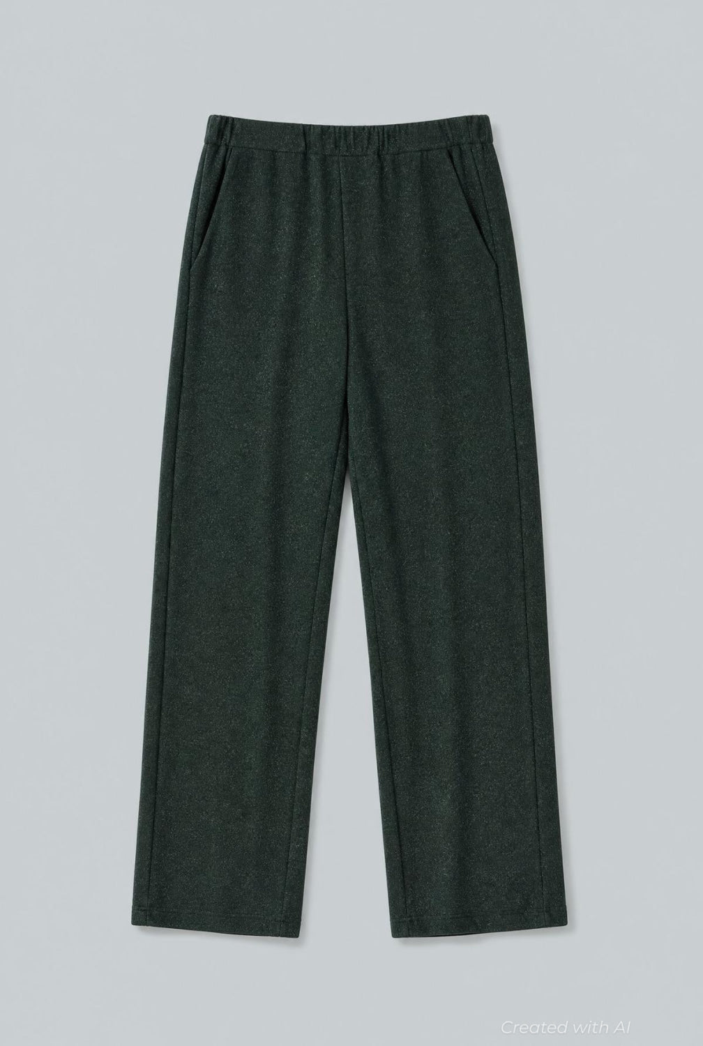 Lurex Straight Leg Pants - Forest Green - Pants