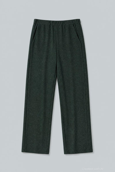 Lurex Straight Leg Pants - Forest Green - Pants