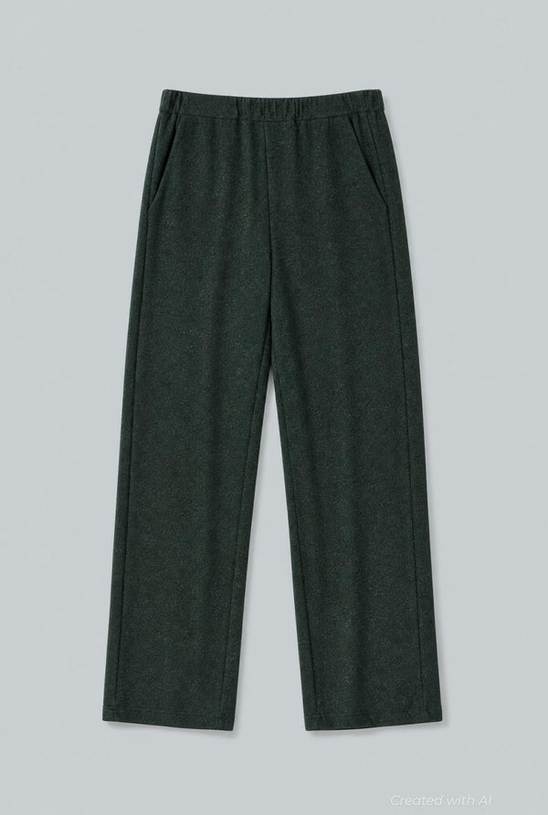 Lurex Straight Leg Pants - Forest Green - Pants