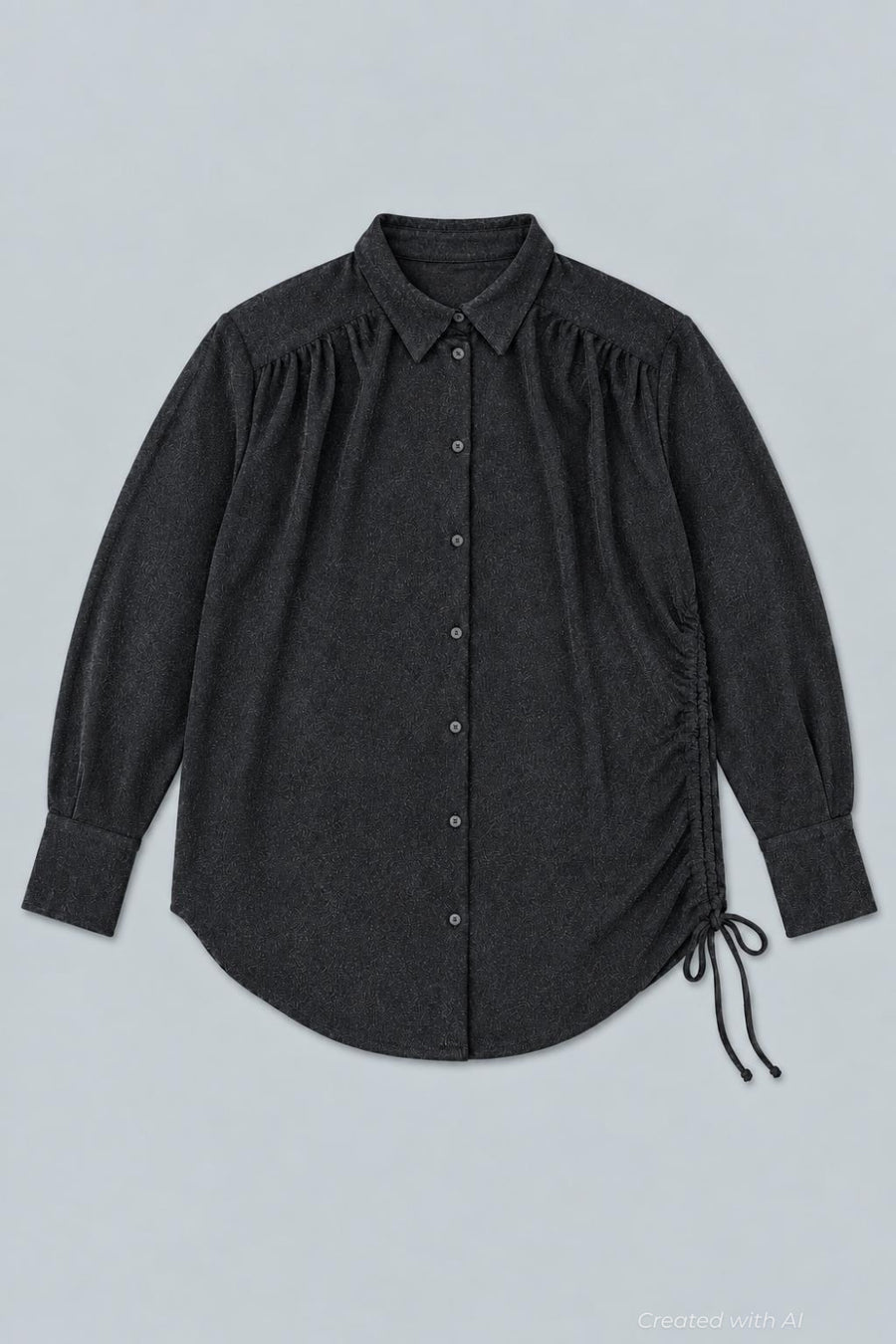 Lurex Tunic Button Up - Black - Button Down Shirt