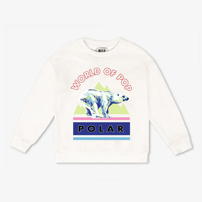 Printed "Polar" sweatshirt for kids in organic cotton - Off White