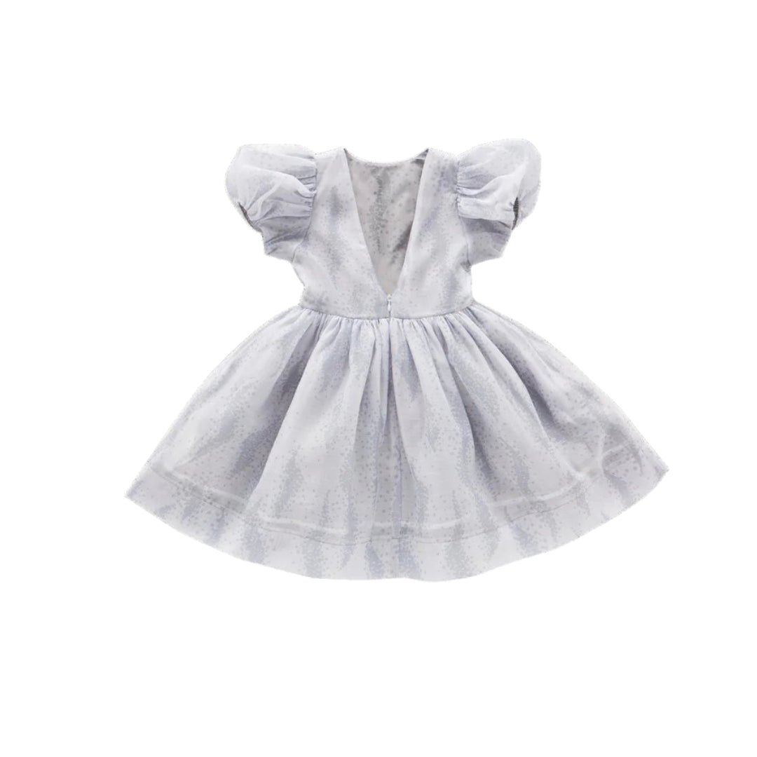 Fit & Flare Dress with Puff Sleeves - Grey