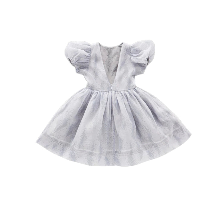 Fit & Flare Dress with Puff Sleeves - Grey