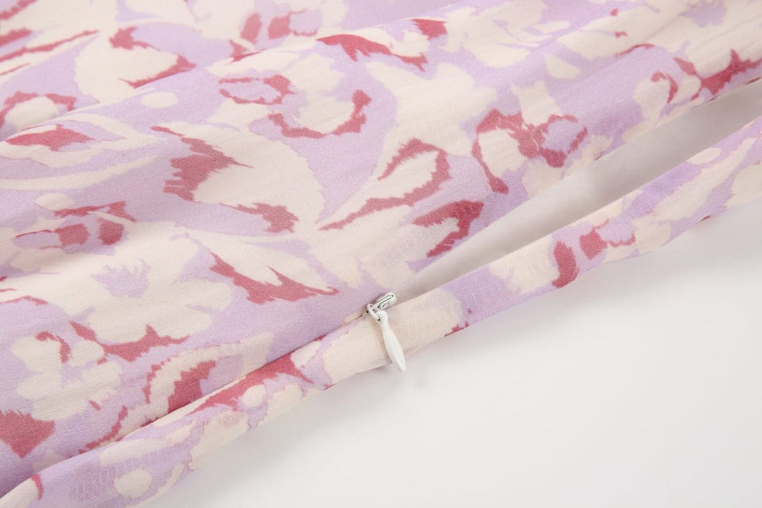 Rivi Neck Scarf Maxi Dress - Pink Floral