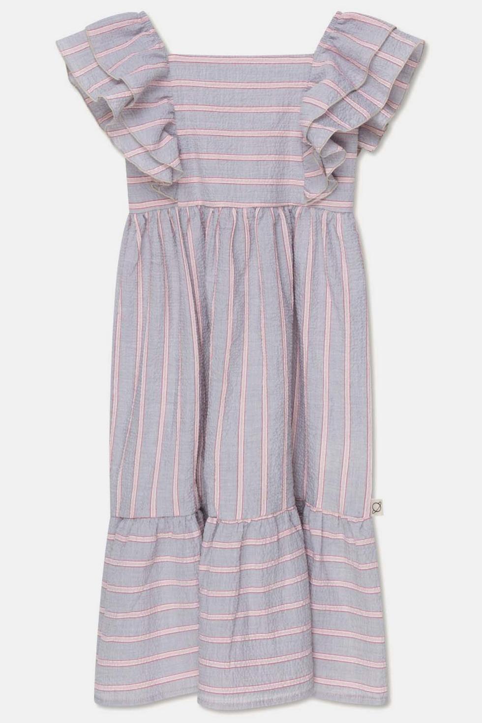 Seersucker stripe ruffle dress - Unique