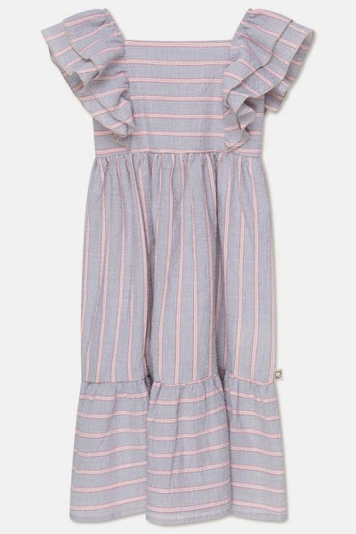 Seersucker stripe ruffle dress - Unique