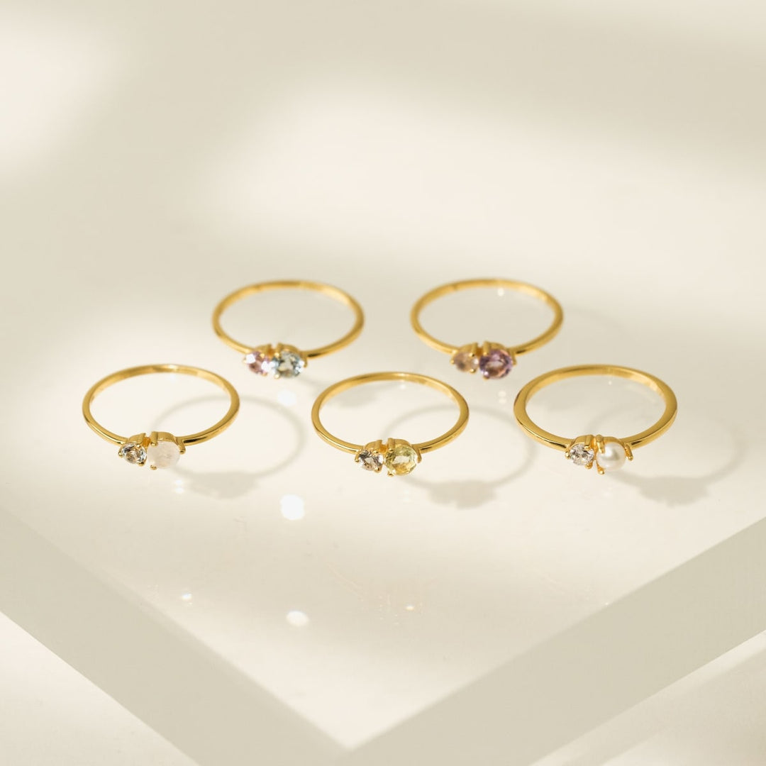 Luma Gemstone Ring - Amethyst + Rose Quartz