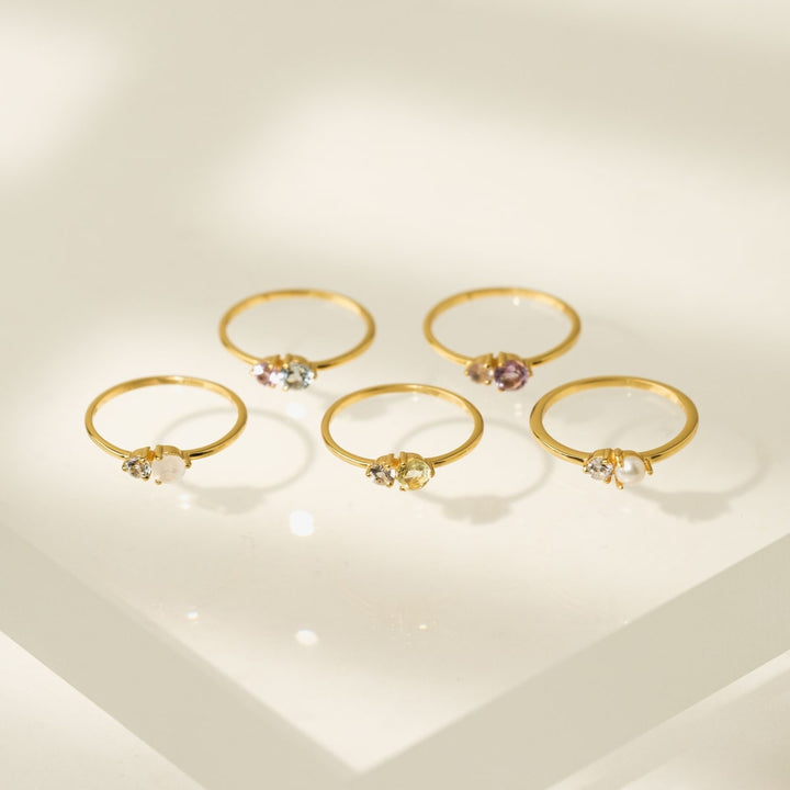 Luma Gemstone Ring - Amethyst + Rose Quartz