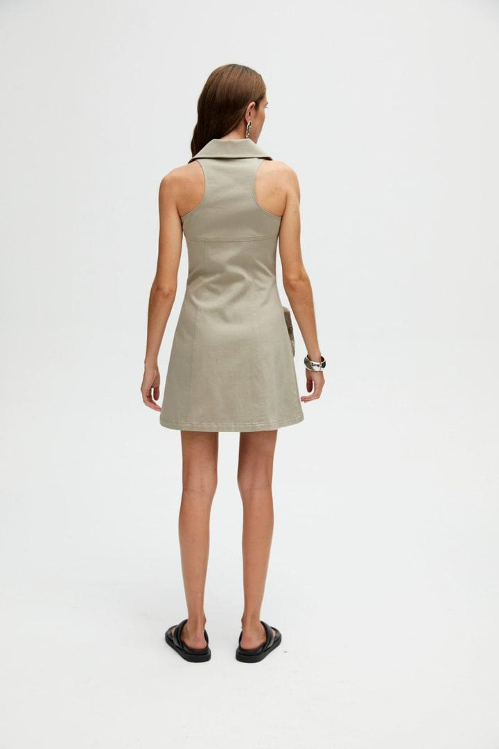Mini Dress with Pockets - Mink