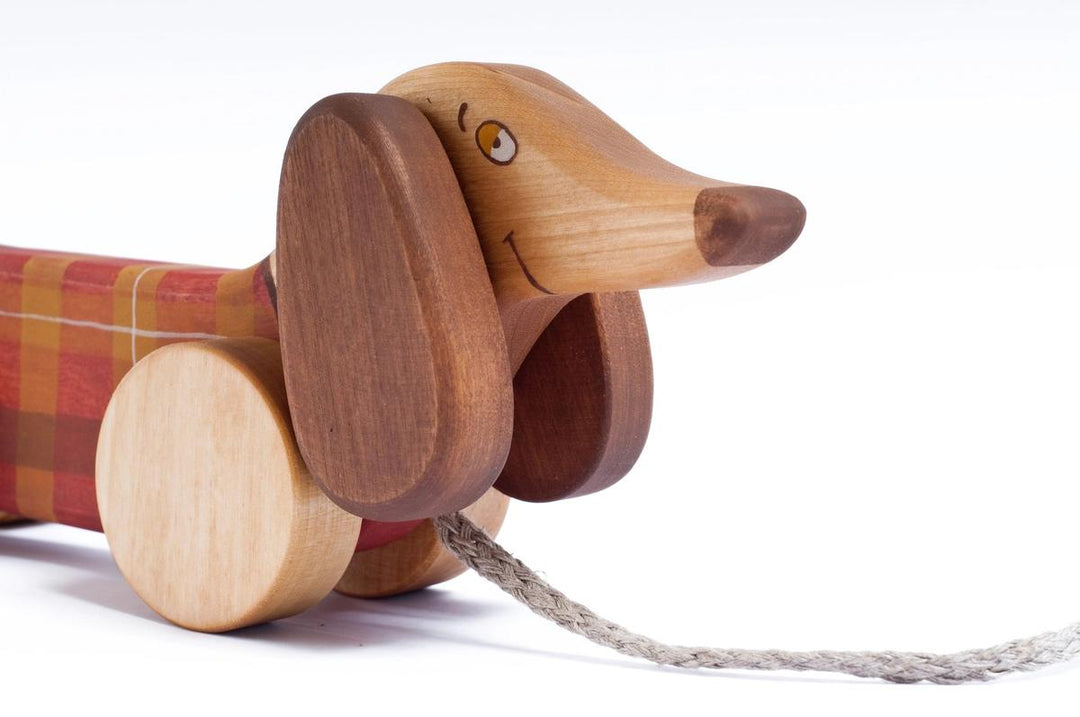 Pull Toy Sausage Dog - Red
