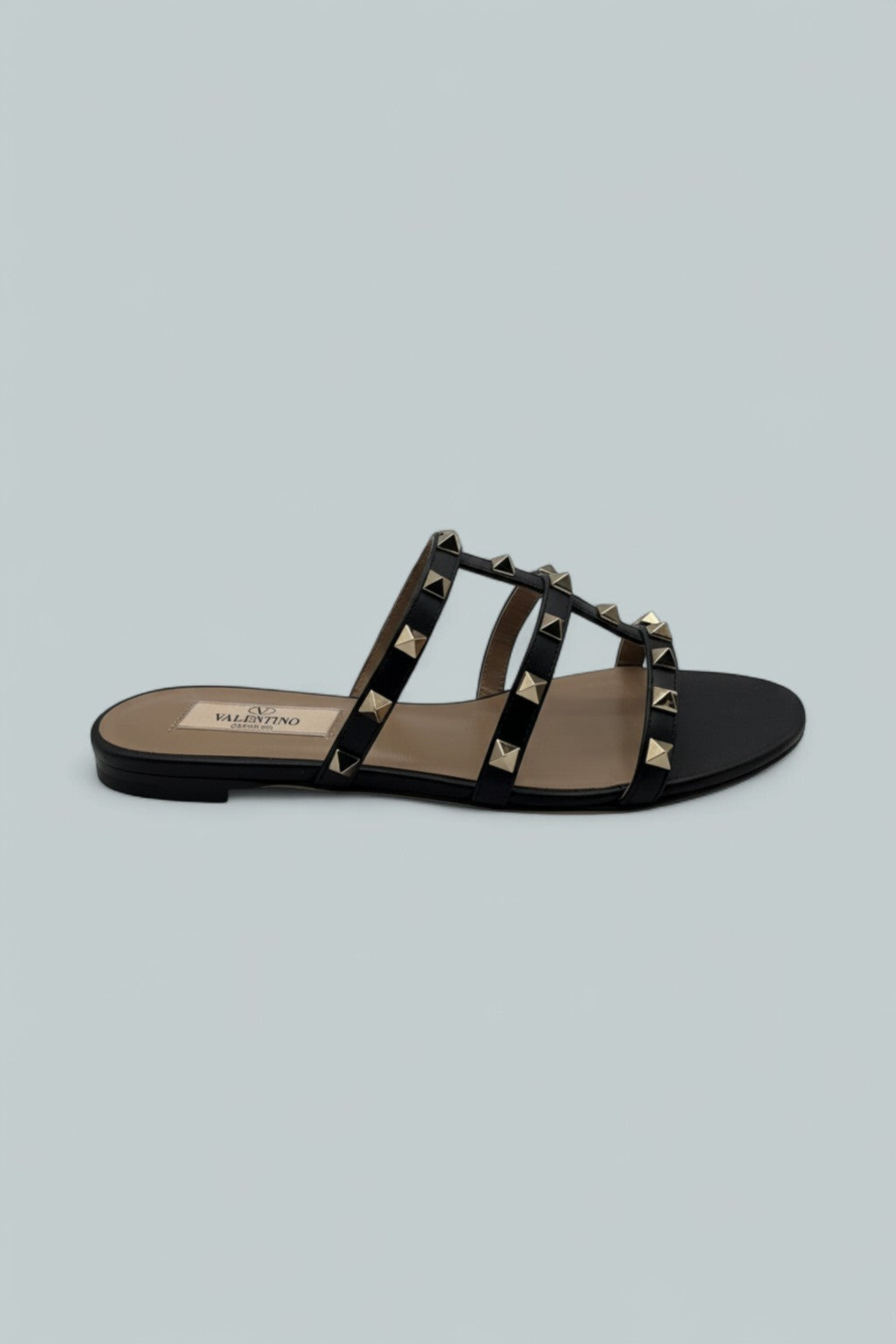 Women's Rockstud Slide Sandals - Black/Gold