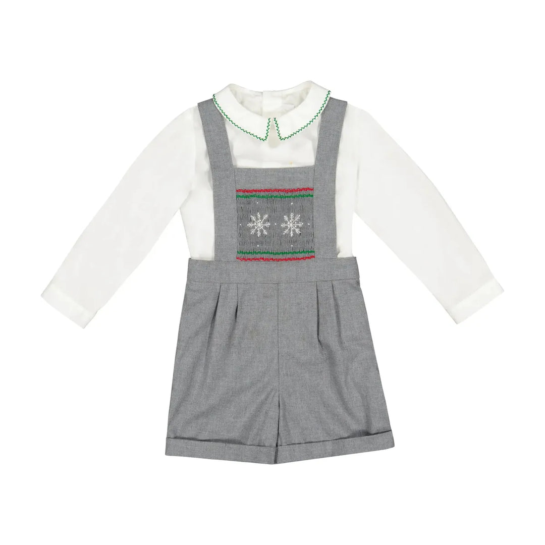 Flannel Boy Dungaree & Shirt - George Grey