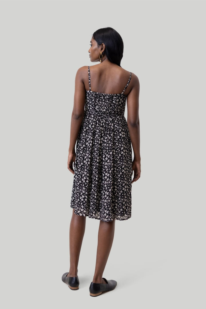 Ruched Strappy Mini Dress - Monochrome Medley