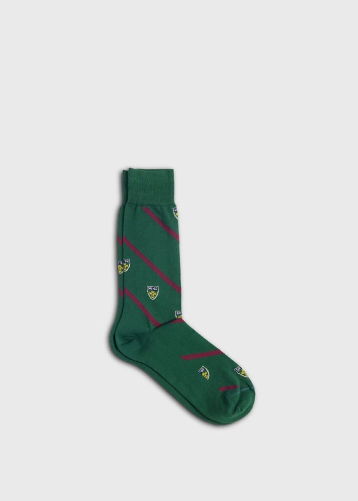 Cotton Crest Motif Sock - Dark Green