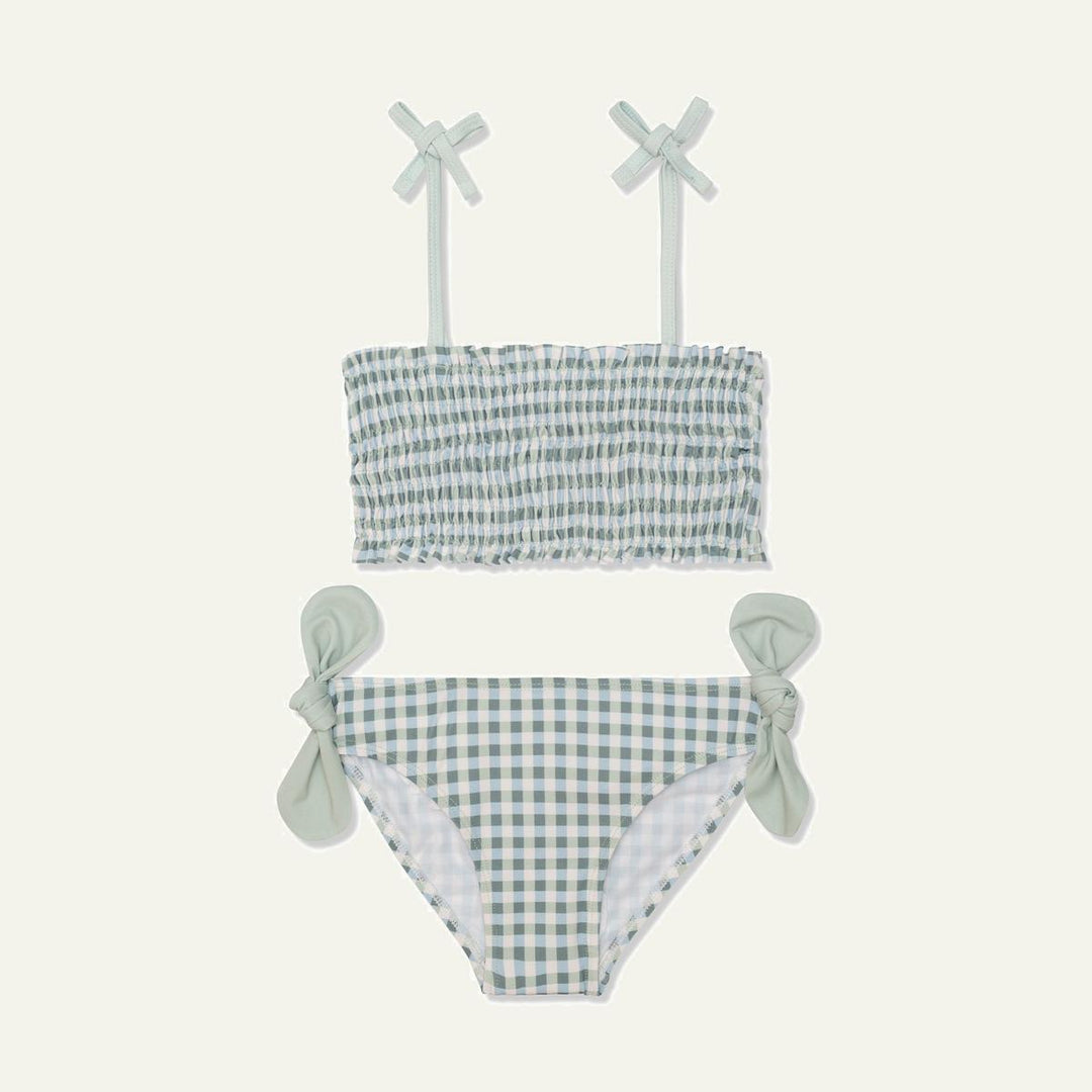 Recycled Polyester Gingham Girl Bikini - Natural/ Faded Denim