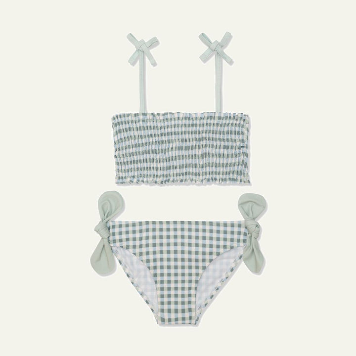 Recycled Polyester Gingham Girl Bikini - Natural/ Faded Denim