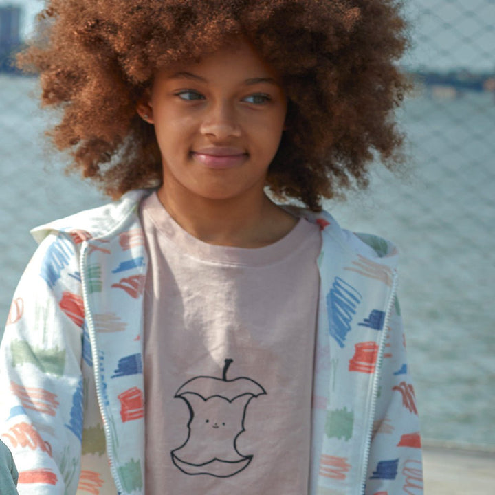 Half Eaten Apple Pink Kid T-Shirt - Chalk Pink/apple