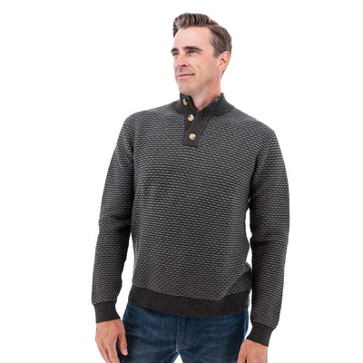 Cody Two Tone Textured Pullover - Charcoal