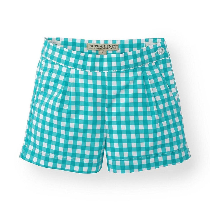 Baby Pleated Short - Teal Gingham