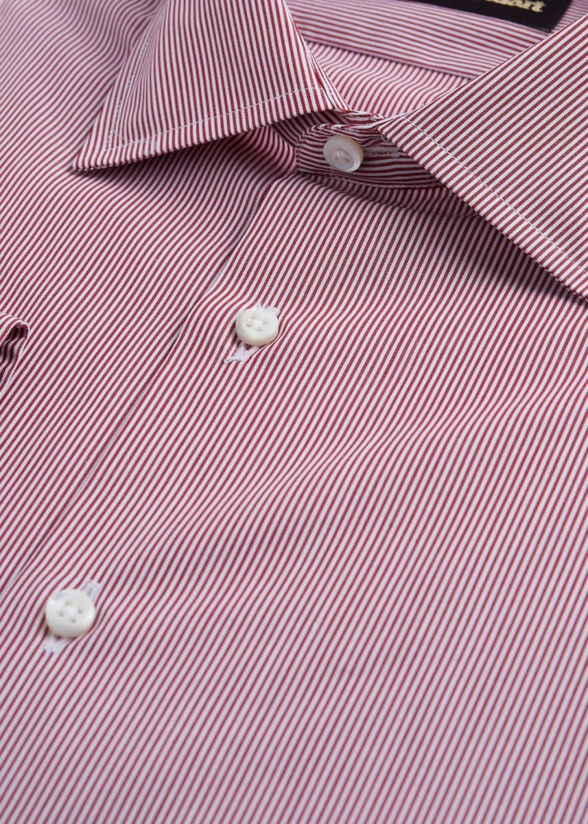 Fine Stripe Slim Fit Dress Shirt - Red