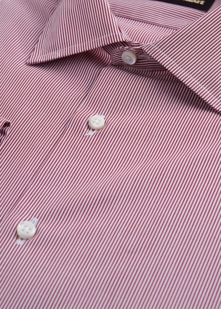 Fine Stripe Slim Fit Dress Shirt - Red