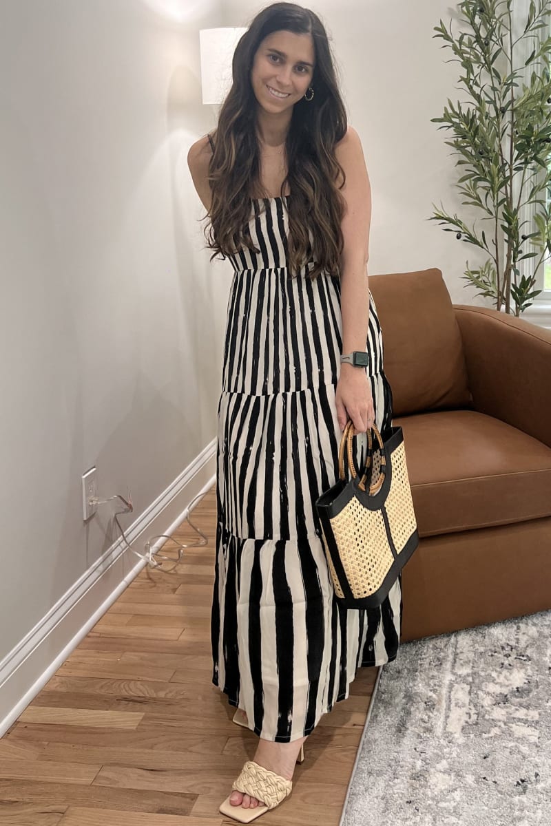 Strappy Tiered Maxi Dress - Striped Down