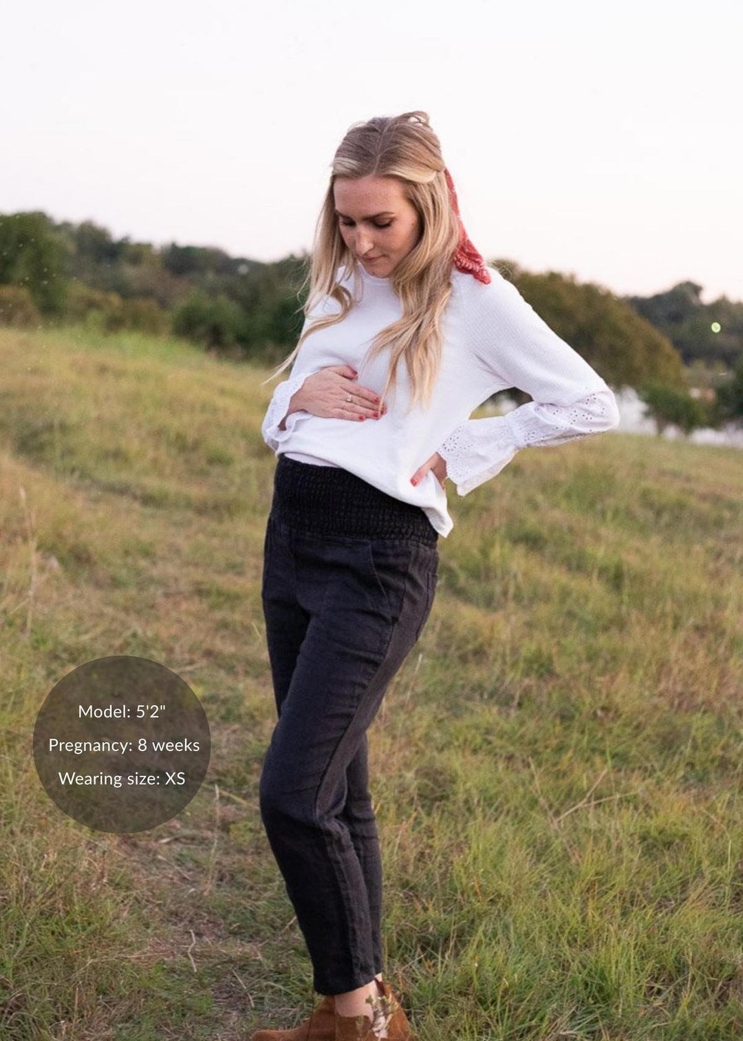 Transitional Maternity Linen Pant - Extended Inseam - Ebony