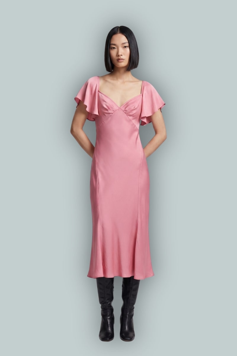 GapStudio Satin Midi Dress - Elle Pink