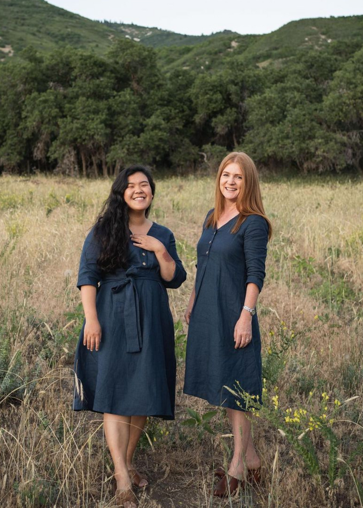 Faye Linen Dress - Pacific Blue