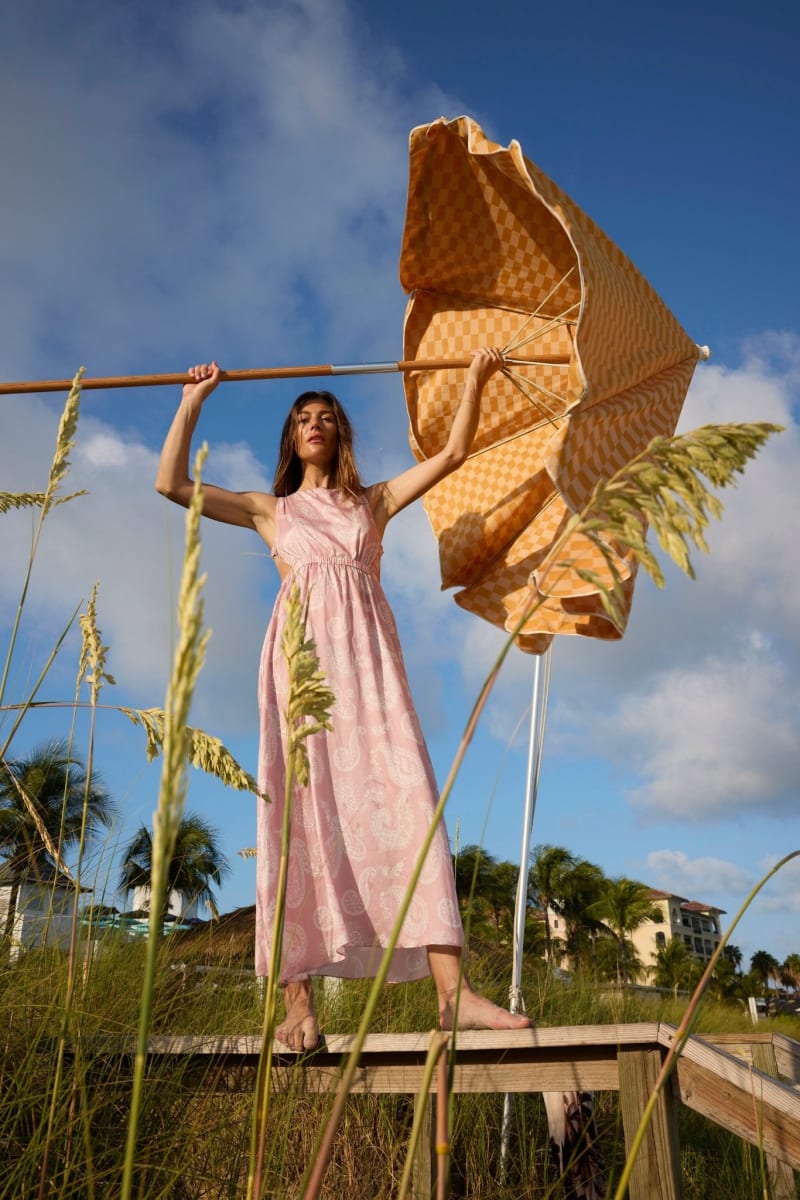 Raf Cross Back Maxi Dress - Pink Paisley