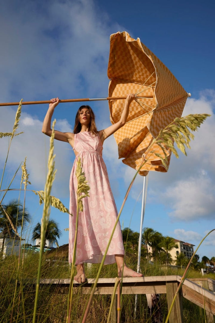 Raf Cross Back Maxi Dress - Pink Paisley