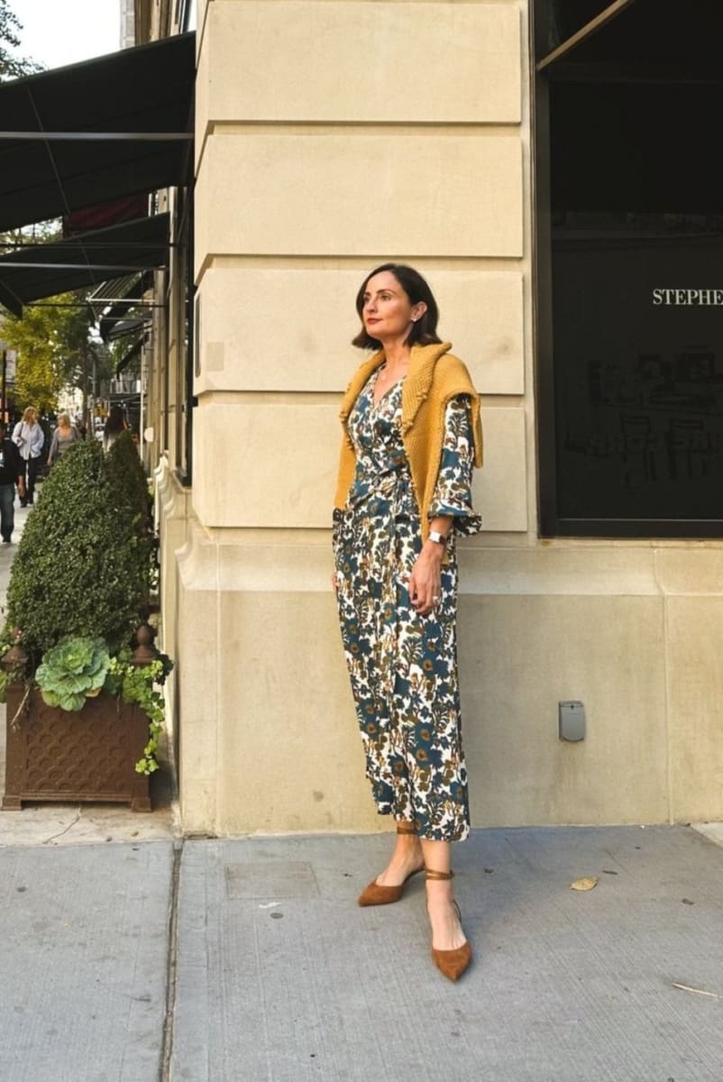 Rose Dress - Silk-Yellowstone Blanc Floral