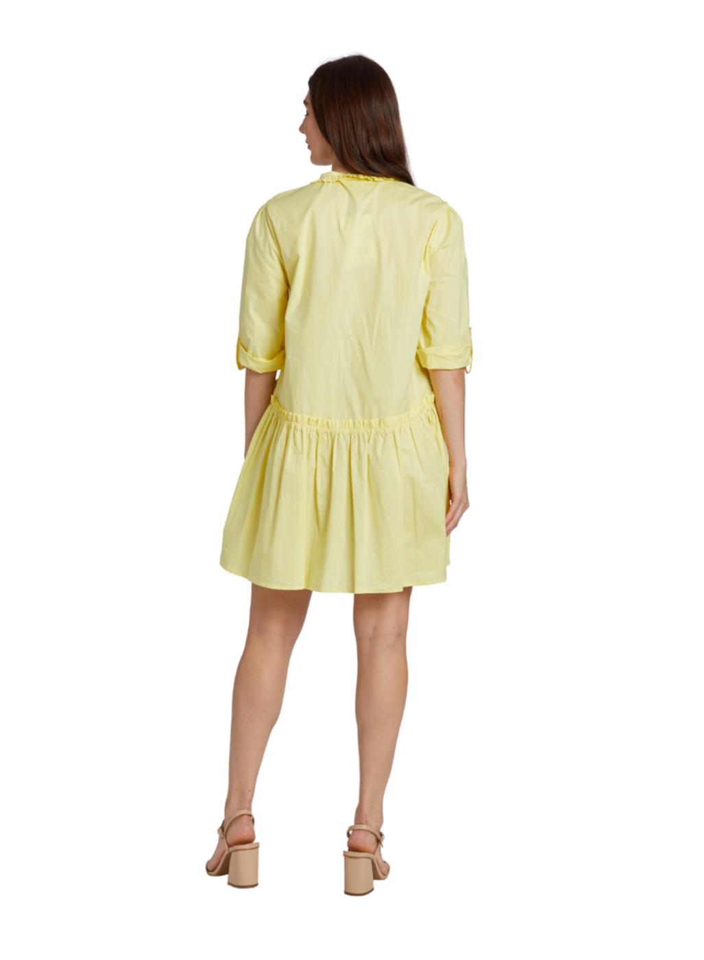 Cammie Ruffle Shirt Dress - Butter Yellow