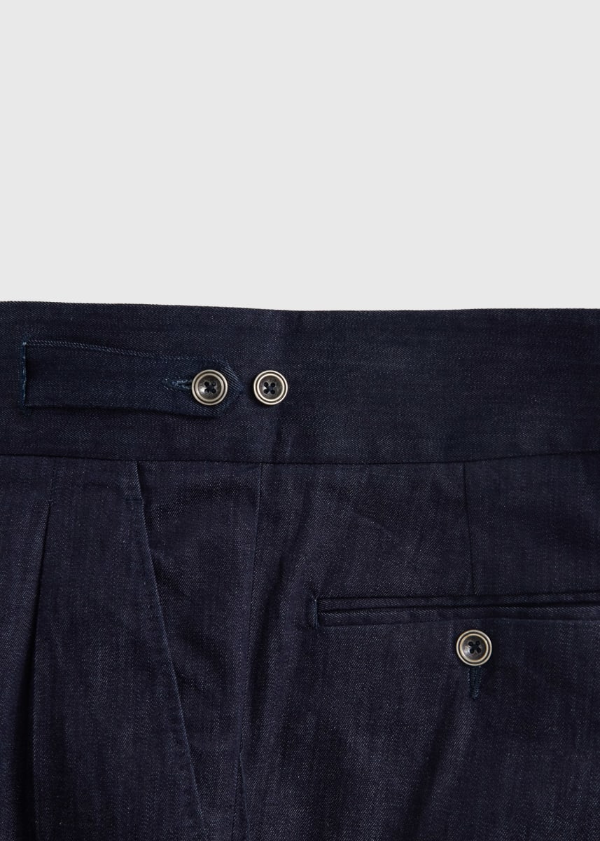 Pleated Denim Gurkha Pant - Denim