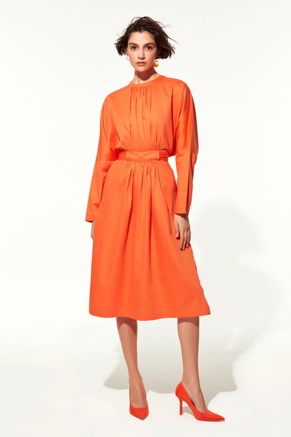Martha Open Back Cotton Dress - Orange