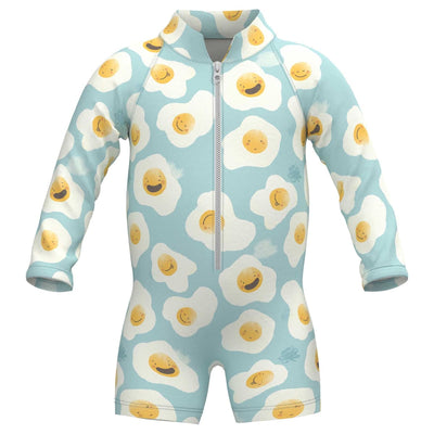 Zipper Rashguard Romper - Eggs