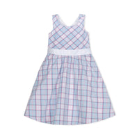 Organic Cross Back Party Dress - English Blue Plaid