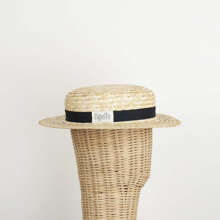 Black Natural Straw Hat Accessories Popelin 