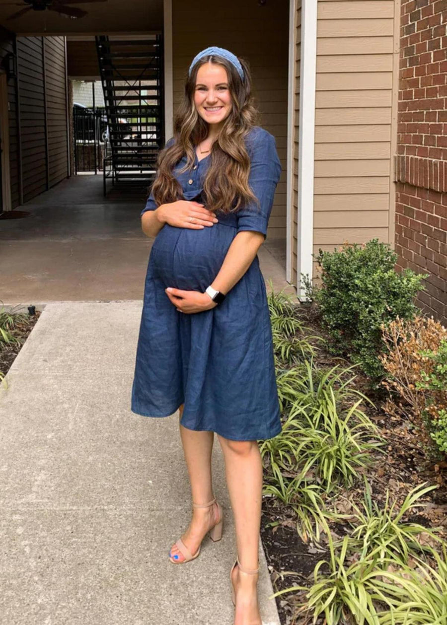 GapStudio Seamed Denim Cap-Sleeve Midi Dress