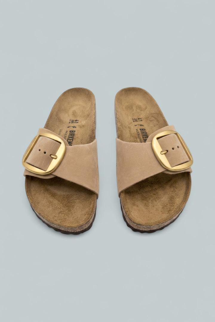 Madrid Big Buckle Sandals - Beige - Sandals