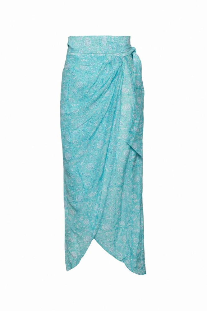 Mai Sarong Skirt - Aqua-Floral - Skirt