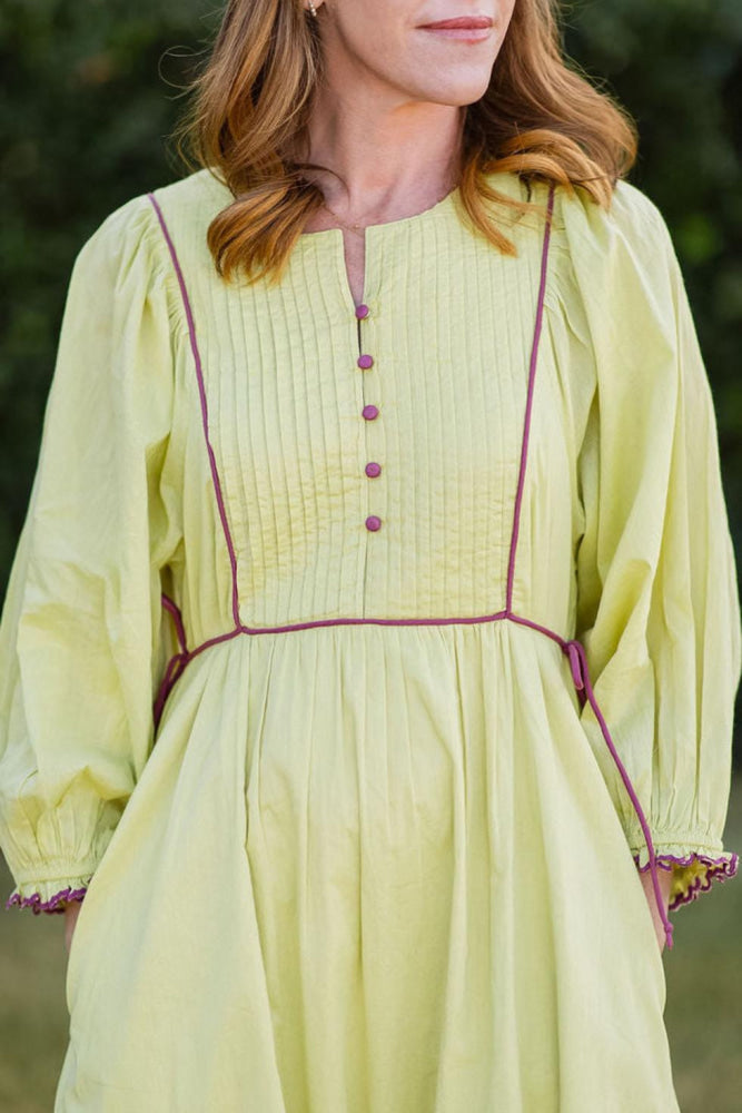 Mallie Dress in Chartreuse - Dresses