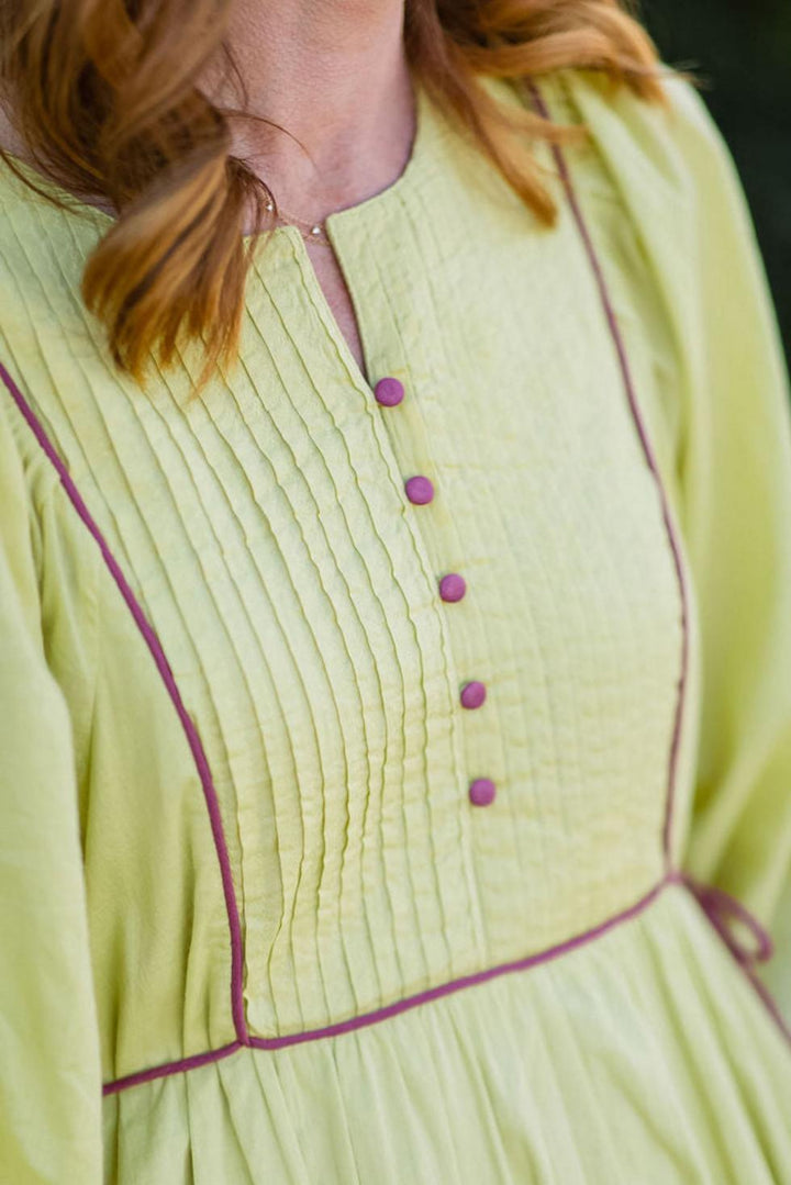 Mallie Dress in Chartreuse - Dresses